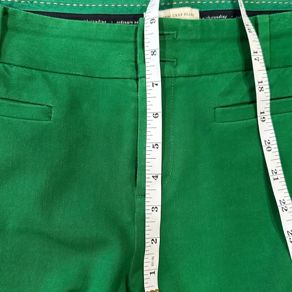 Anthropologie The Essential Crop Flare Pants Size 6 Green - Picture 8 of 10